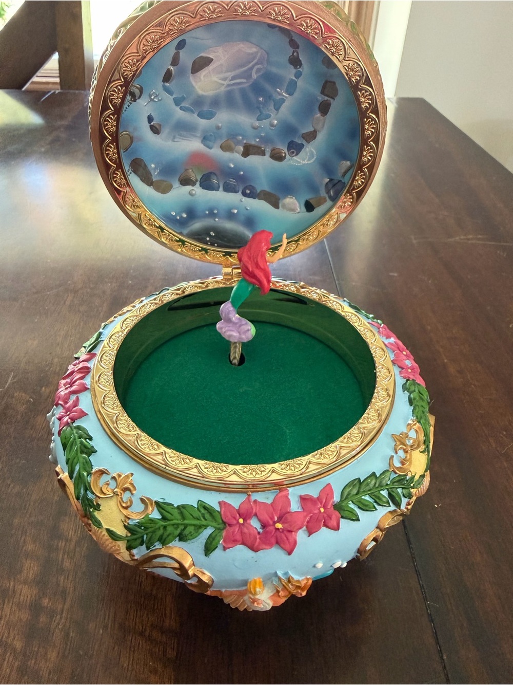 Disney Light Blue and Gold Seashell Music Jewelry Box